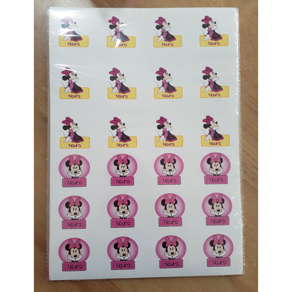 

192pcs Stiker Label Nama Kekinian Tahan Air & Anti Luntur untuk Umum Tema Minnie Mouse