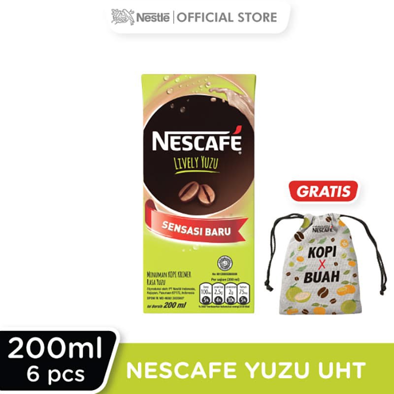 

PROMO NESCAFÃ‰ COFFEE LIVELY YUZU UHT 200ML 6 PCS GRATIS POUCH TERMURAH