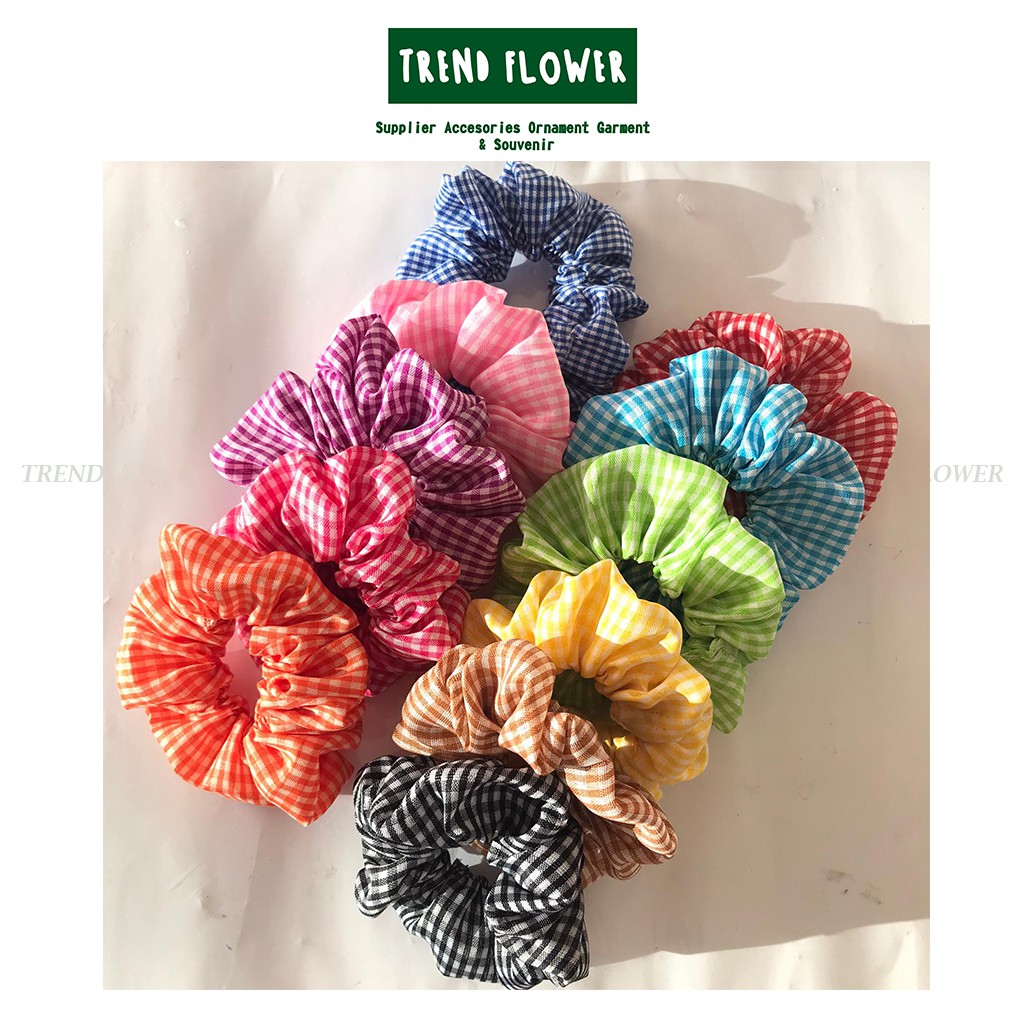 Jual Scrunchie Plaid Ikat Rambut Anti Pusing Cepol Hijab Wanita Aksesoris Rambut Indonesia 