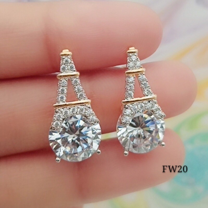 xuping anting permata putih lapisan emas terbaru