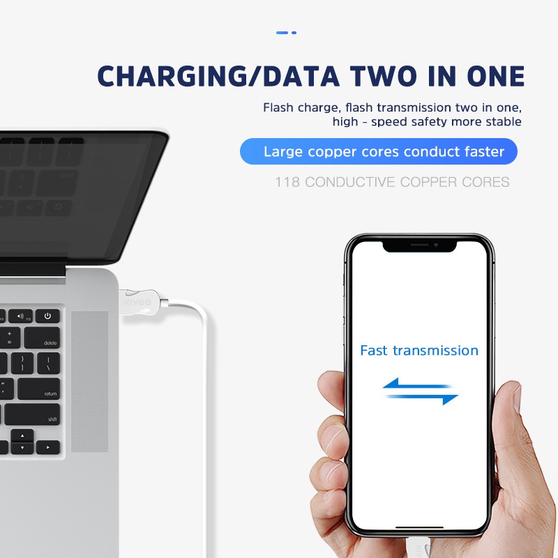 Kivee Kabel Data Android Type-C USB Fast Charging Samsung Xiaomi Oppo Vivo White 2.1A