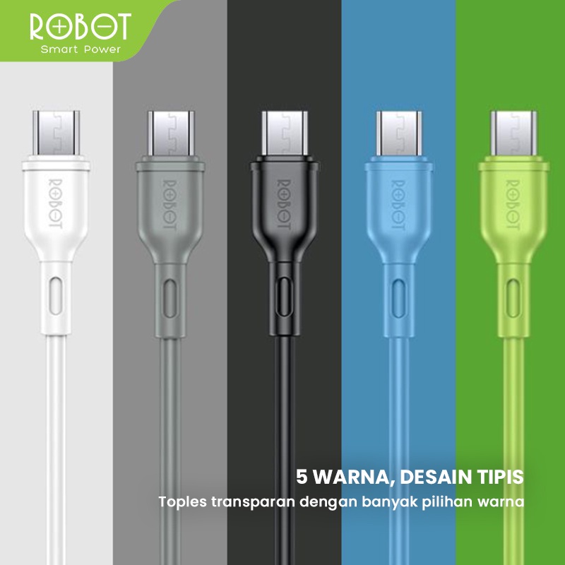 Kabel Data Micro USB ROBOT RBM100S 1M Data Cable 2A Original - Garansi Resmi 1 Tahun