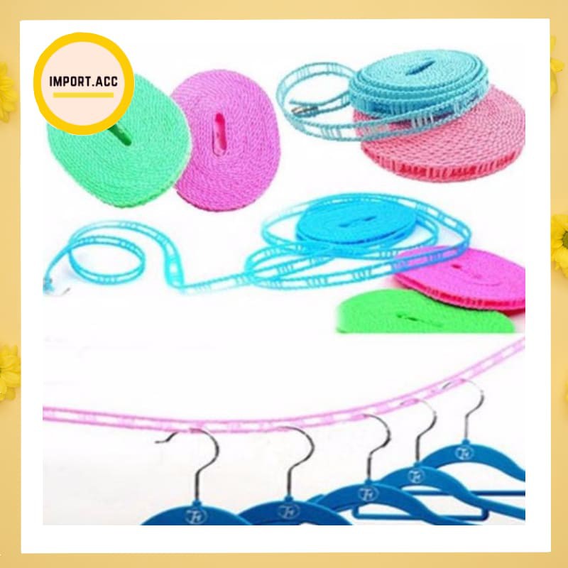 Tali Jemuran ada Lubang Gantungan Baju - Hanger Super Praktis - Clothes Line Unik 5 METER [import]