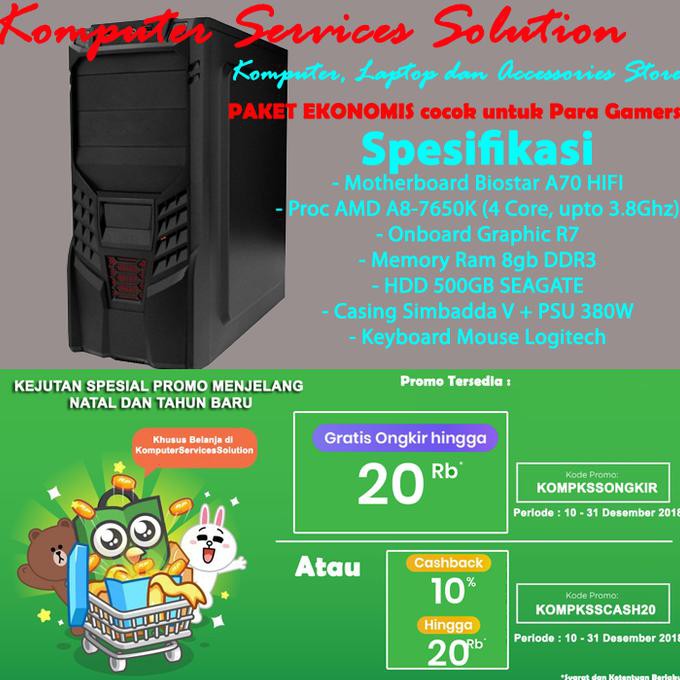 Baru Komputer/PC Rakitan AMD A8 Bergaransi Siap Pakai