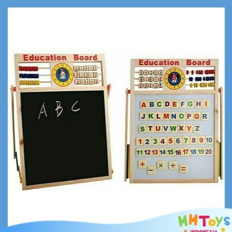 CMK016 Sempoa Papan Kayu 2sisi Magnetic Board Mainan  