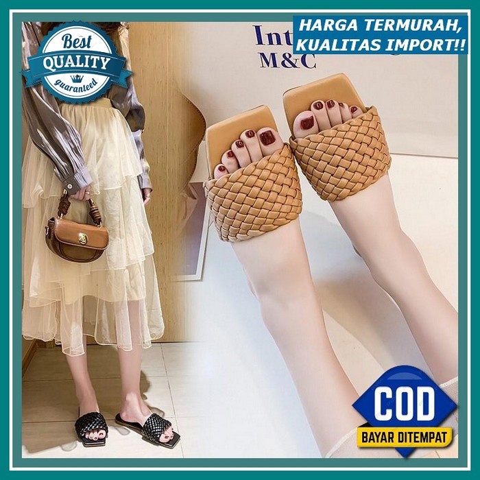 Sandal Slop Jelly Birken Korea Wanita Ban Ikat Silang Tali 2 Sol Tebal Empuk Keren Cantik Import Mok