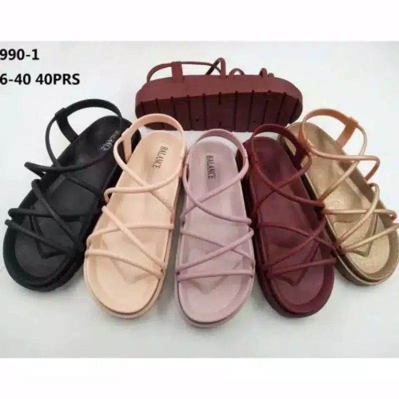 ⚡PROMO 5.5 BIG SALE Ramadan⚡Sandal Gladiator Wanita Terbaru Karet Jelly Balance 1990 || COD⚡-1