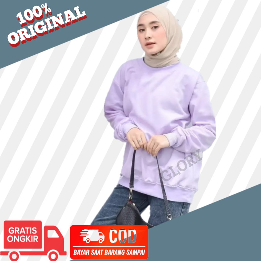 Basic Sweater Pria Wanita Polos M L XL XXL