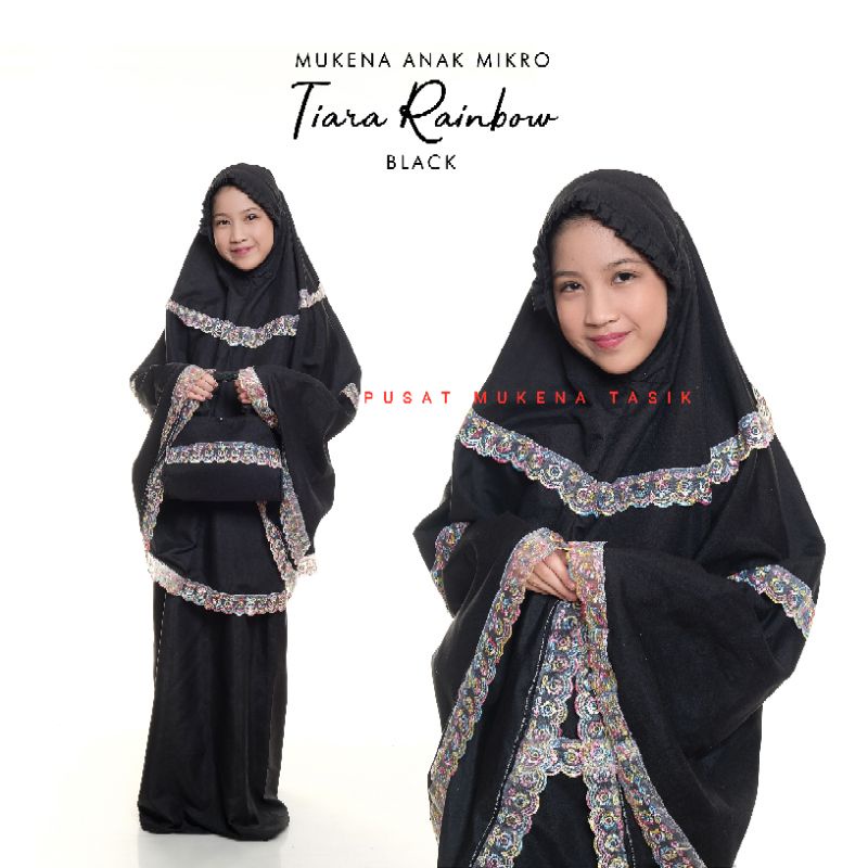 MUKENA ANAK (5-12 THN) KATUN MIKRO RENDA TIARA RAINBOW | PUSAT GROSIR MUKENA RAYON TERMURAH COD