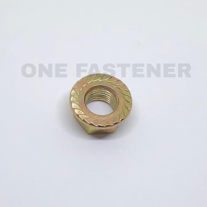 20 pcs Mur Flange Nut M12 KUNING topi 12mm 12mili pitch 1.25 Kunci 17