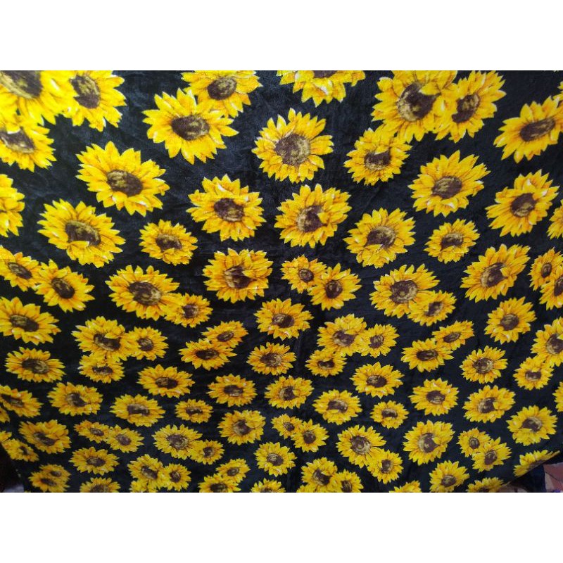 Selimut bulu halus super halus motif bunga matahari