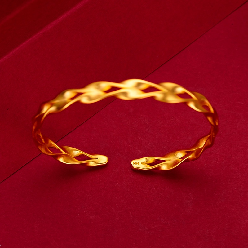 Perhiasan Gelang Lapis Emas Asli Kadar 375 Desain Gandum Telinga Ganda Untuk Wanita