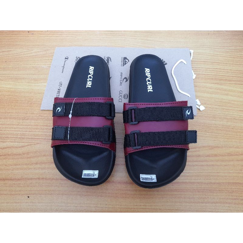 Sandal slop dengan variasi webbing-Maroon sol terminato