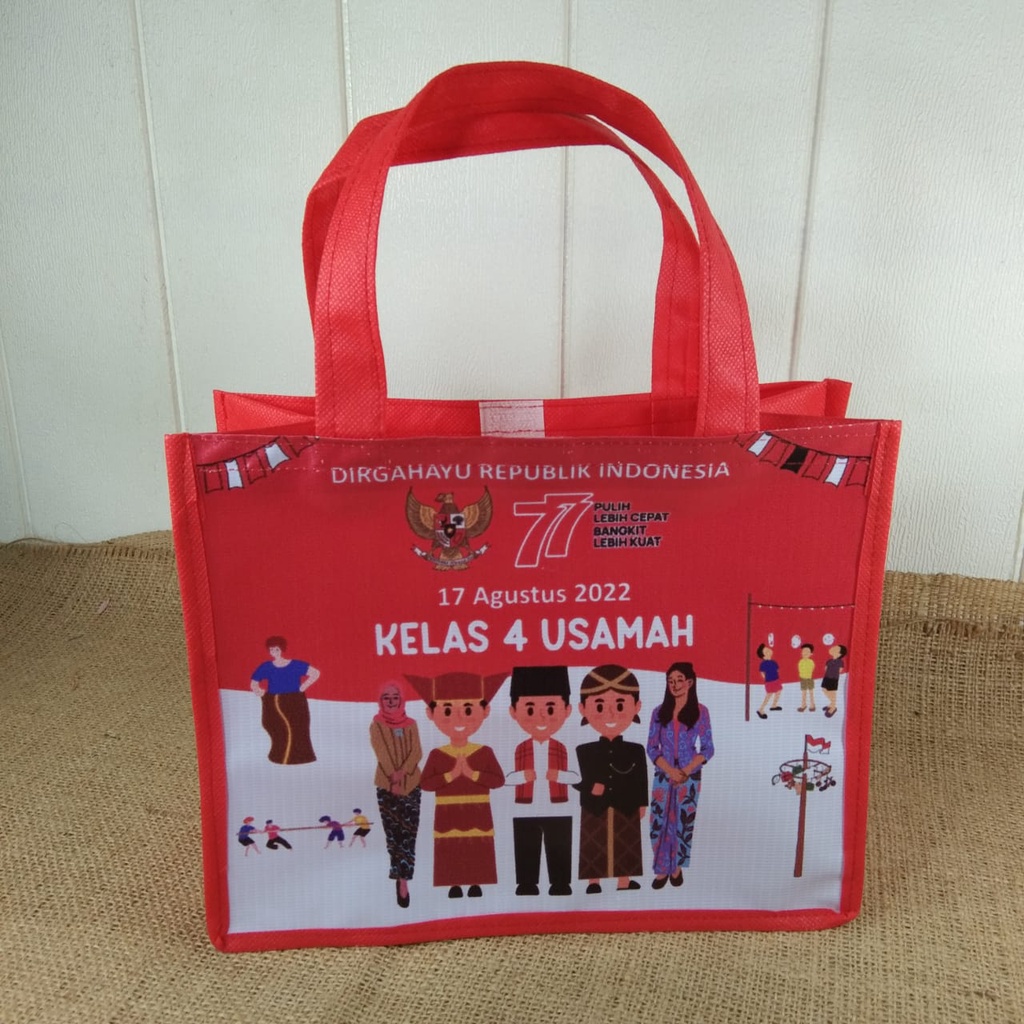 Tas Souvenir Halloween SD TK Custom Maulid Nabi Muhammad SAW 17 Agustusan Pancasila Bhineka Tunggal Ika Kegiatan Osis Maulud Custom Tas Souvenir Halowin Indonesia Merdeka Pakai Nama RT RW doorprize goodie bag Jakarta Kudus Merah Putih