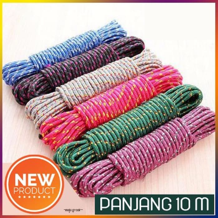 Tali Jemuran Nilon 10 Meter Anti Selip Nylon Warna-i Cantik Kuat Murah