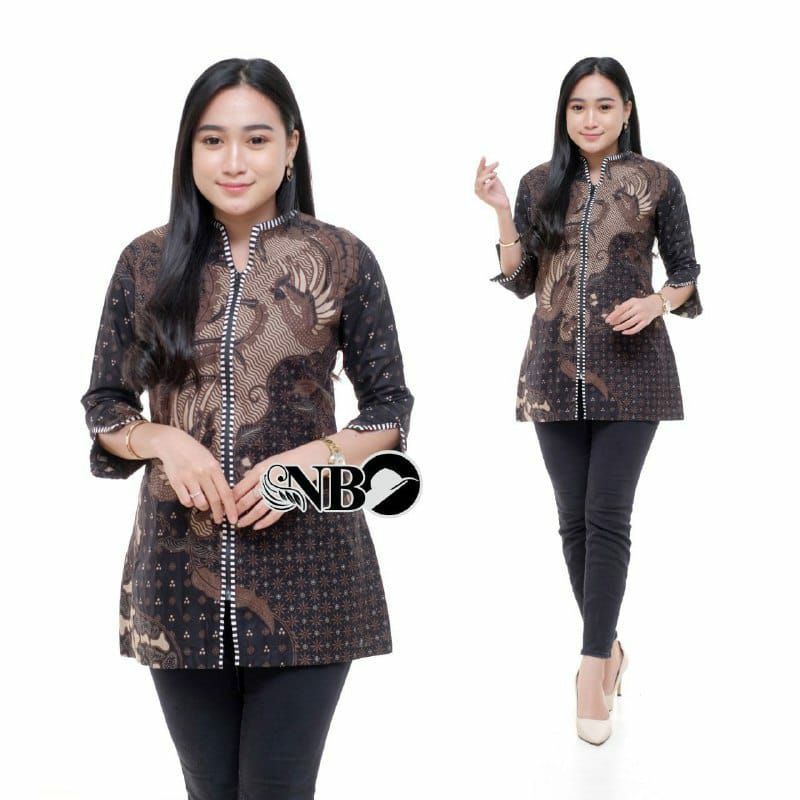 Atasan Batik Wanita PPBTK07 Modern Batik murah Cassual Atasanbatik Wanitabatik /-Ziper ayam coklat