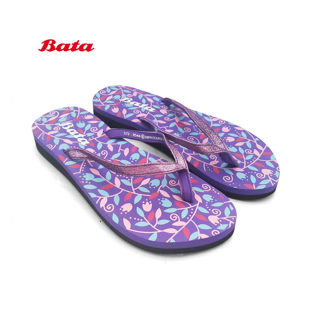BATA Sandal Jepit Flat 9544 Pantai Wanita Corak Warna Ungu Pink0