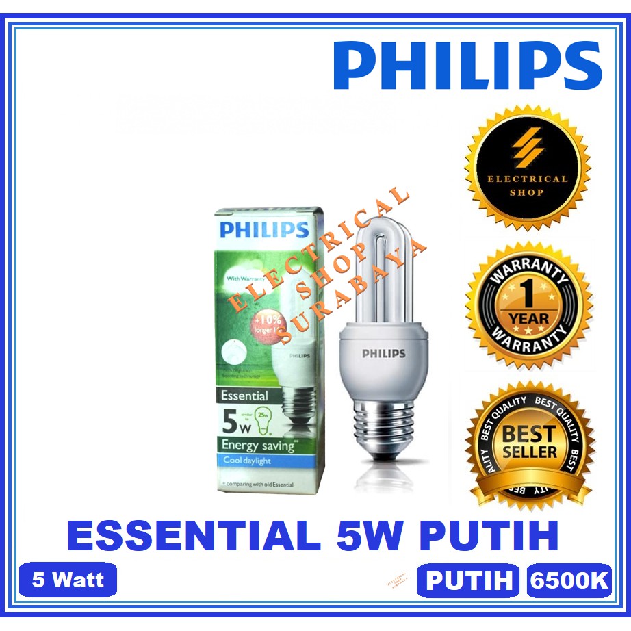 PHILIPS LAMPU ESSENTIAL 5W 5 WATT PUTIH (HARGA GROSIR &amp; GARANSI) JARI CDL PROMO MURAH ORIGINAL