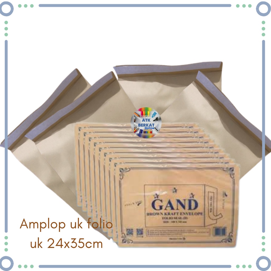

Amplop coklat Folio dengan lem atau seal