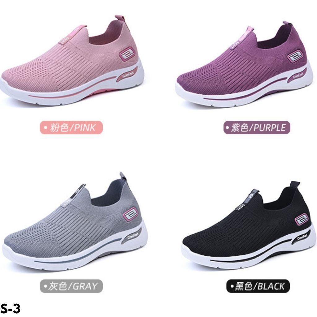 SEPATU SNEAKERS WANITA TANPA TALI IMPORT OLAHRAGA SANTAI NYAMAN DIPAKAI ANTI SLIP S3