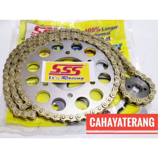 Jual PROMO Gir Set Gear Set Sss 428 Rantai Gold Emas Yamaha Vixion Old