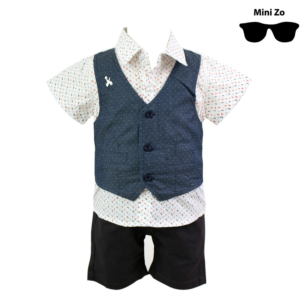 Babyzo KENZO-Setelan Lengan Pendek Semi Formal Anak Laki-Laki 1-3 Year
