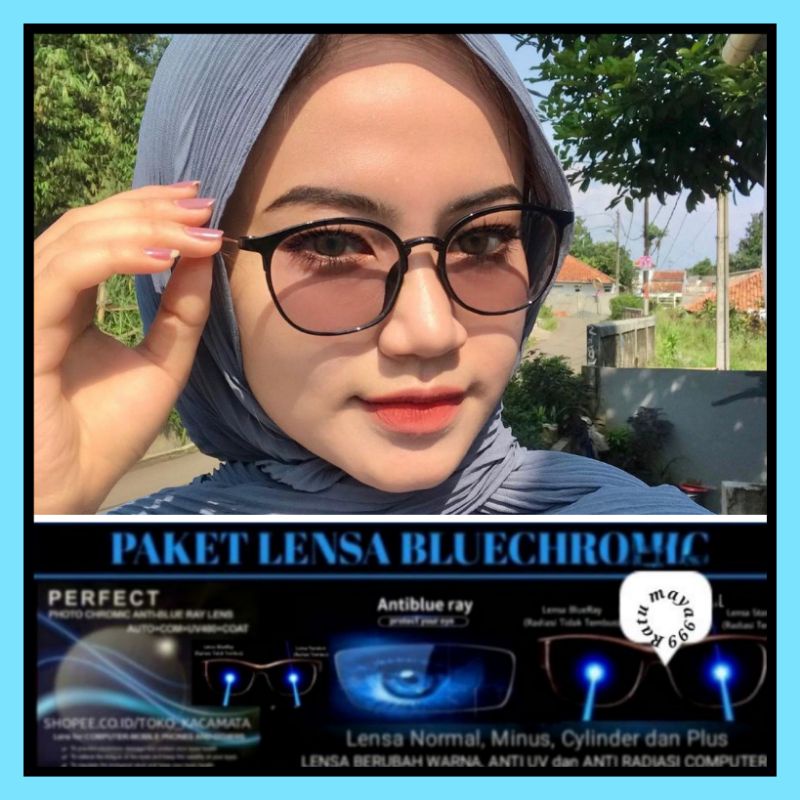 Kacamata Anti Radiasi Photocromic Wanita Pria Gaya Bluecromic Potocromic Fotocromic Korea / 2124