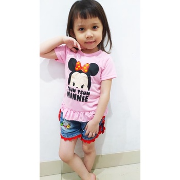 VISION ONLINE-BAJU KAOS TSUM MINNIE ANAK PEREMPUAN KOREA LUCU 1 2 3 TAHUN MURAH LENGAN PENDEK LUCU