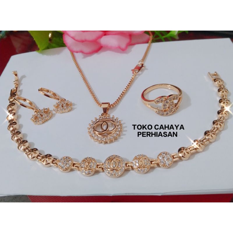 1 set perhiasan wanita rosegold CNL 041,1 set perhiasan wanita murah meriah,perhiasan xuping,