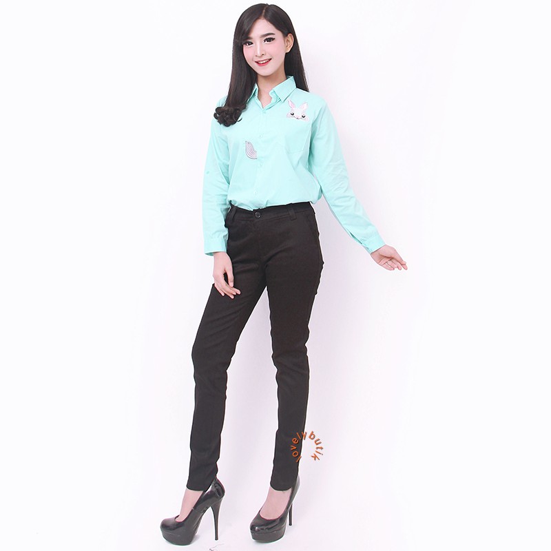 Lovelybutik Celana Chino Pencil Pants Celana Kerja Wanita  Strech  Warna Hitam