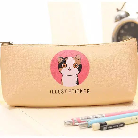 

KP29 Pensil Tempat Pensil Karakter Lucu Kotak Pensil Meow 6 Warna Dompet