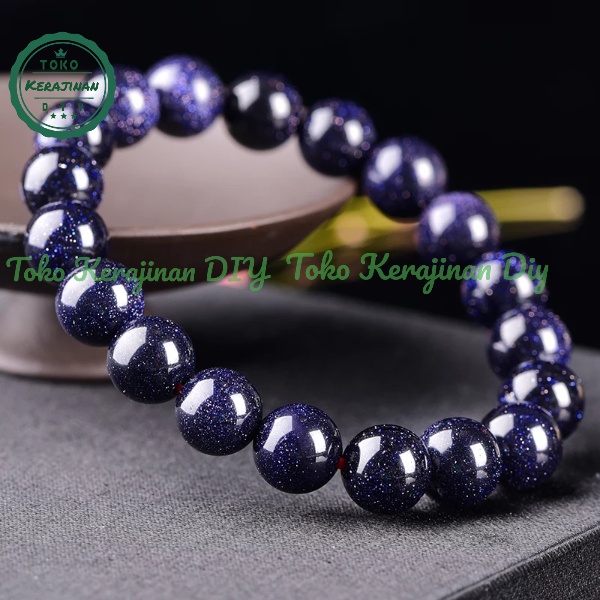 [ FREE Box ] Gelang Batu Pasir Emas Biru 6/8/10mm Gelang Tangan Premium Quality