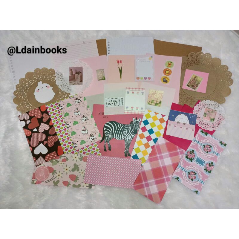 

Journal Kit Pink/Jurnal Kit Pink Papers and Stikers Aesthetic Cute 35+++