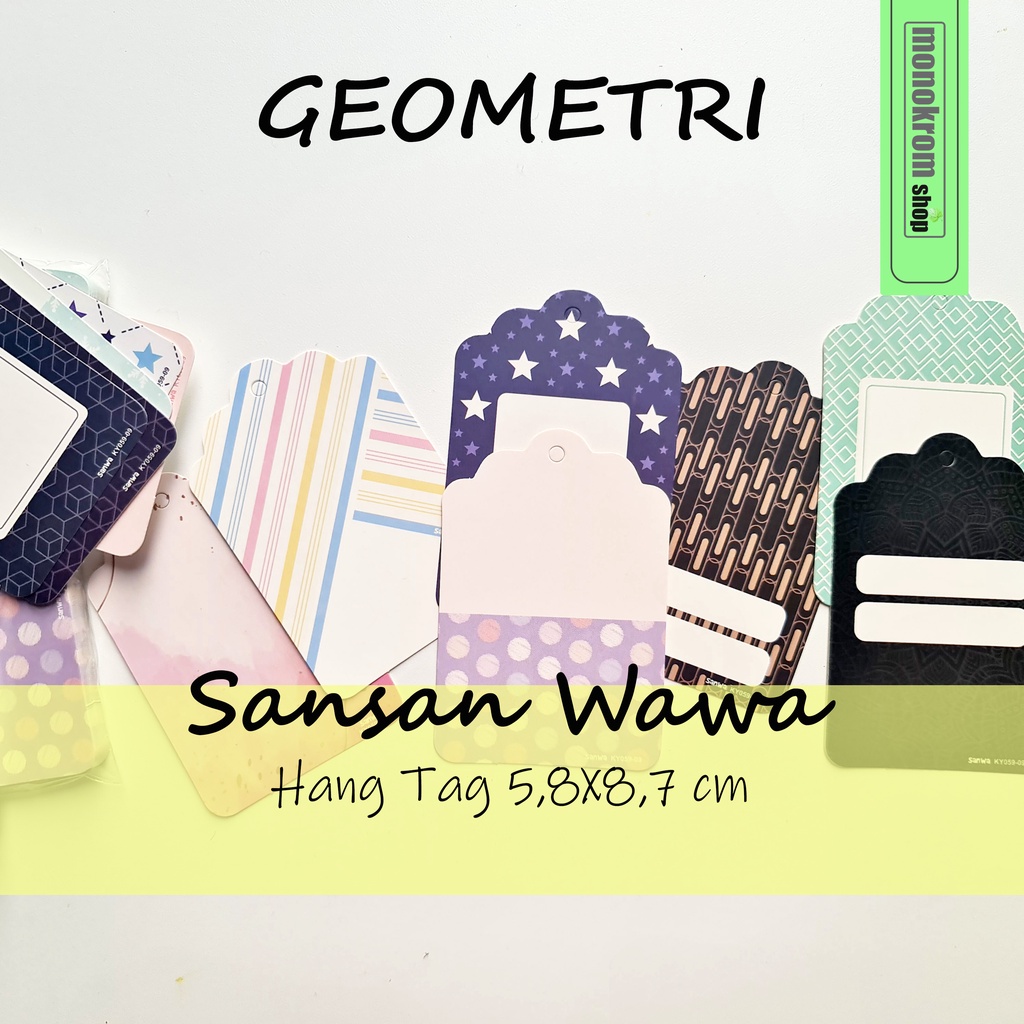 

Hang Tag Sansan Wawa Motif Tema Geometri - Gift Label Hampers Hangtag