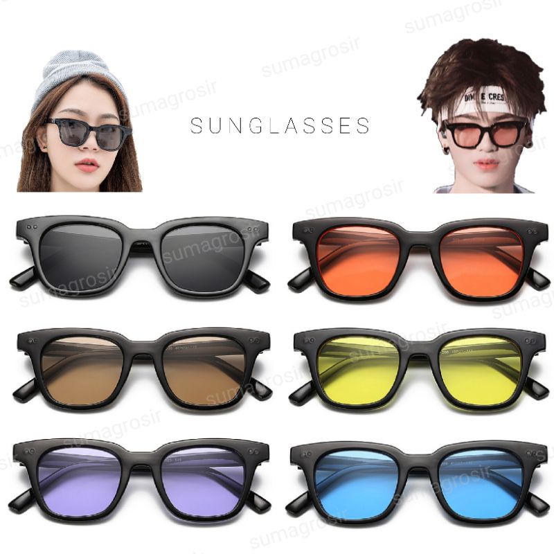 Kacamata Sunglasses Pria Wanita Anti radiasi UV Hitam Warna gaya model fashion Korea T22