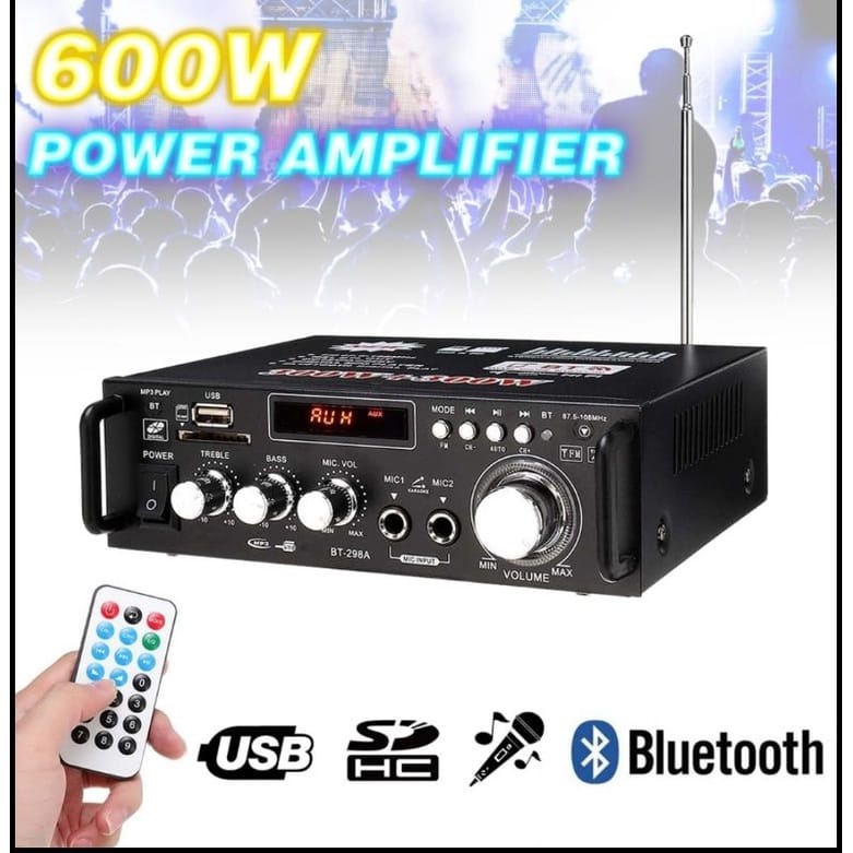 Bluetooth EQ Audio Amplifier Bluetooth Ampli Karaoke Radio 600W BT-298A