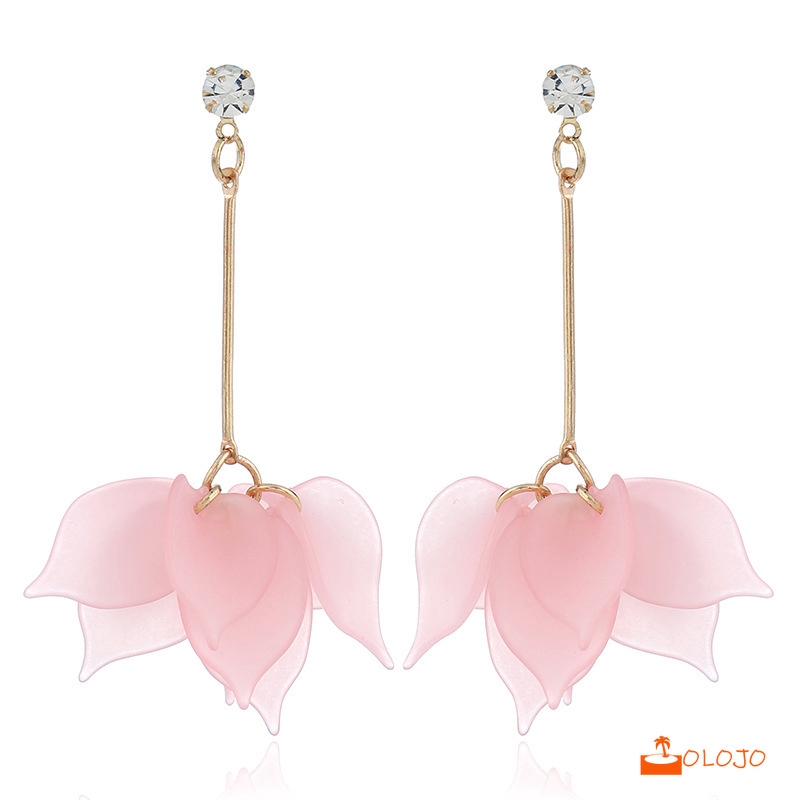 OLOJO Anting Tusuk Model Rumbai Warna Matte untuk Wanita Korea