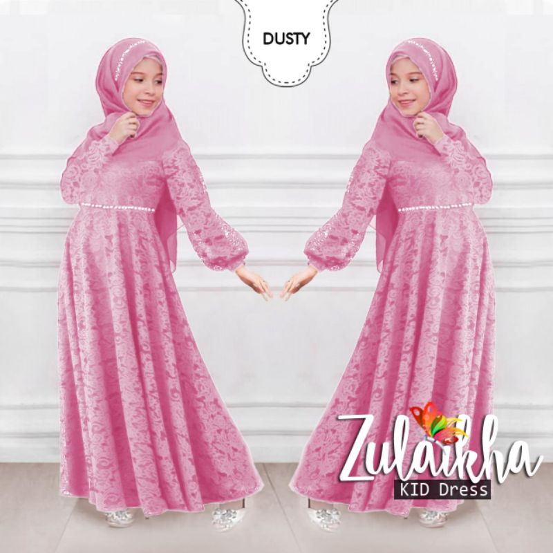 MAXY ZULAIKHA MUTIARA KID ANAK, BRUKAT MOSCREPE, GAMIS HIJAB MUSLIM, MAXY DRESS