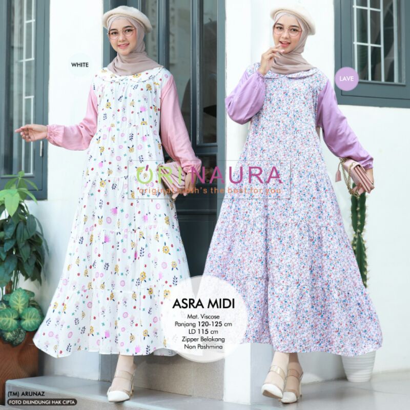 SMALSA,ARYANA,ASA,ASRA,BLURA Midi  Dress Wanita Muslim by Ori Naura