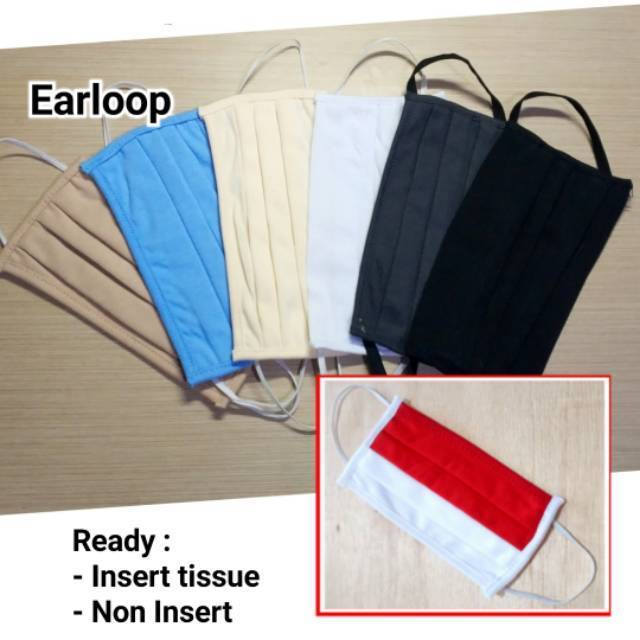 Masker Kain Katun Earloop Tali Karet Bisa Insert Tissue Double Cotton 2 Lapis Ply Merah Putih Hitam Shopee Indonesia