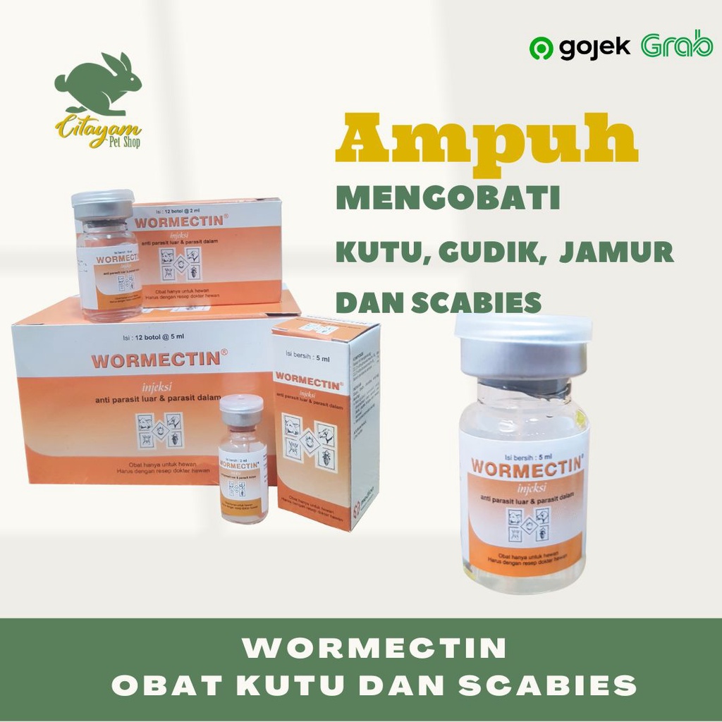 WORMECTIN 20ml Obat Jamur Kutu Scabies INJEKSI HewanAnjingKucingKelinci