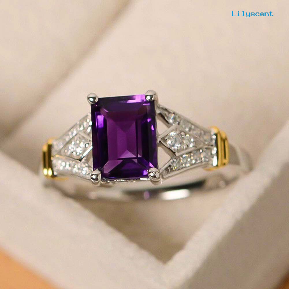 Cincin Zircon Berlian Imitasi Bentuk Persegi Panjang Untuk Pernikahan