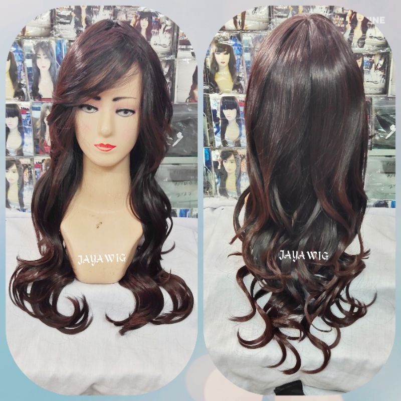 Wig Curly Panjang 55cm Rambut Palsu Wanita Model Keriting