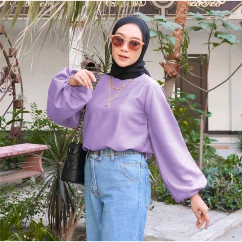 BLOUSE DIOLIN TOP LENGAN PANJANG KERUT