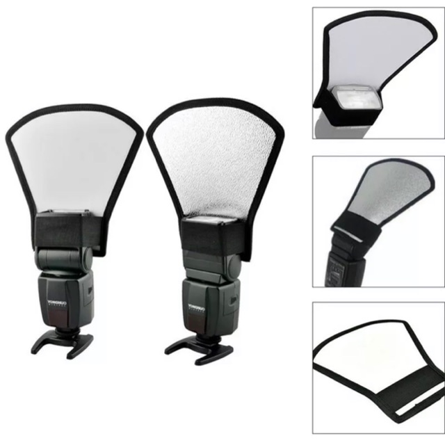 Universal Camera Flash Diffuser 2 in 1 Softbox Silver White Reflector for Speedlight
