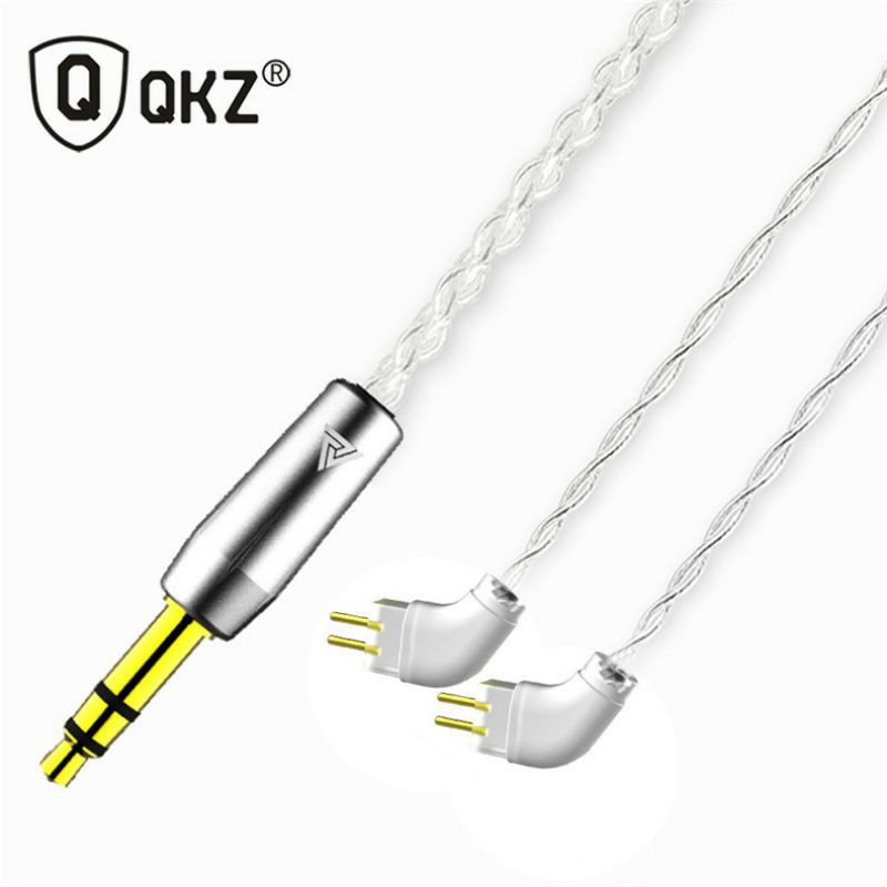 QKZ Silver Cable Upgrade Kabel Earphone 2 Pin 0.75mm Warna Silver for QKZ KZ TFZ