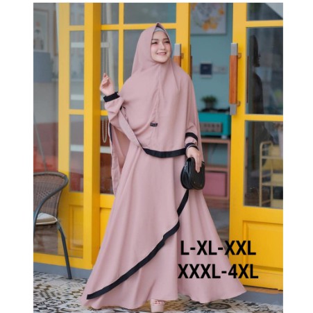 GAMIS REMAJA JUMBO NURA TEEN QORI SHOFIYA PREMIUM POLOS MOSCREPE MODIS KEKINIAN SET KHIMAR SYARI FAS