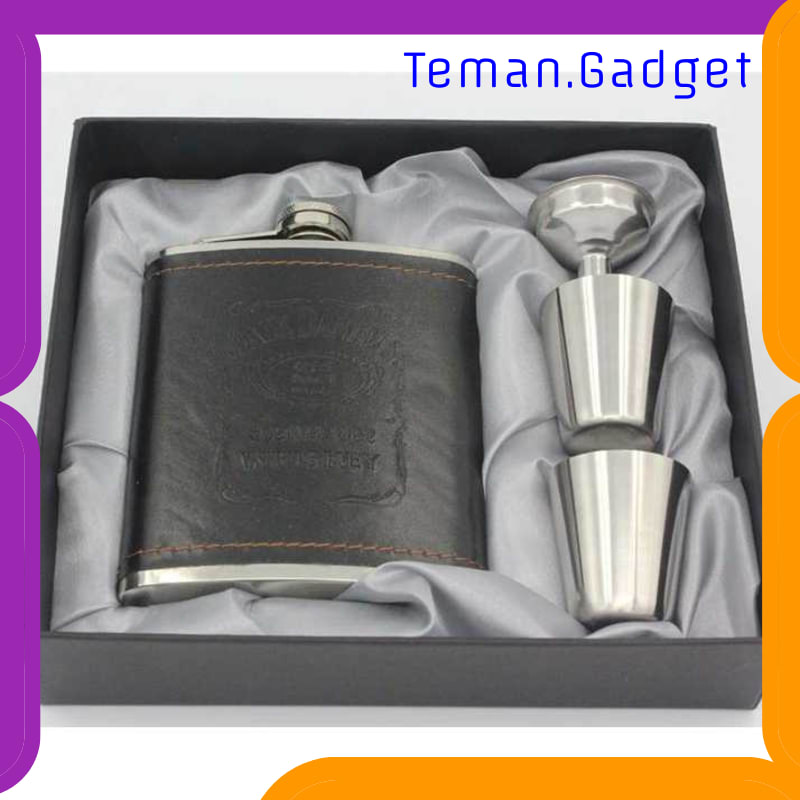 TG-OL031 BOTOL BIR HIP FLASK STAINLESS STEEL LEATHER 7OZ