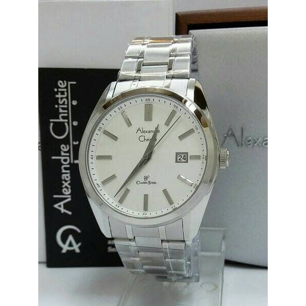 ALEXANDRE CHRISTIE WATCH AC 8514 PRIA SILVER WHITE ORGINAL