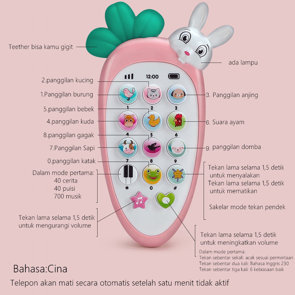 Mainan Ponsel Bayi / Mainan Handphonebayi /Telepon Pendidikan Awal dengan Lampu Musik/C 75